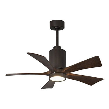 Atlas Patricia-5 Three Bladed Paddle Fan in Textured Bronze with Barnwood Tone Blades and LED Light kit. - Crescent Harbor