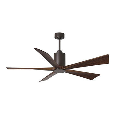 Atlas Patricia-5 Three Bladed Paddle Fan in Textured Bronze with Walnut Tone Blades and LED Light kit. - Crescent Harbor