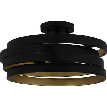 Berner 3 Light Semi-Flush Mount in Matte Black 1