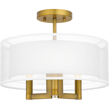 Bodnar 3 Light Semi-Flush Mount in Aged Brass 1