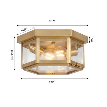 Branford Semi Flush shown in the Antique Brass finish with a Clear shade - 91132-AB-CL 1