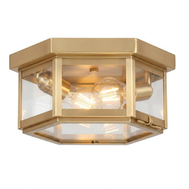 Branford Semi Flush shown in the Antique Brass finish with a Clear shade - 91132-AB-CL