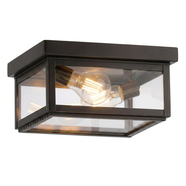 Branford Semi Flush shown in the Dark Brass finish with a Clear shade - 91122-DB-CL