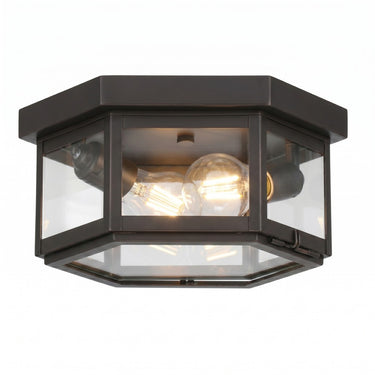 Branford Semi Flush shown in the Dark Brass finish with a Clear shade - 91132-DB-CL