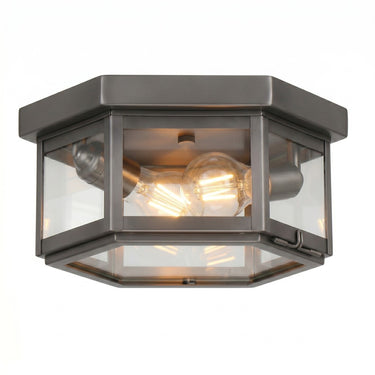 Branford Semi Flush shown in the Gunmetal finish with a Clear shade - 91132-GM-CL