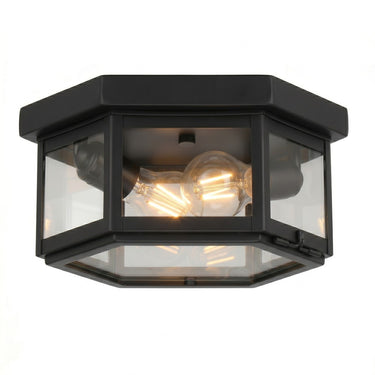 Branford Semi Flush shown in the Matte Black finish with a Clear shade - 91132-BK-CL