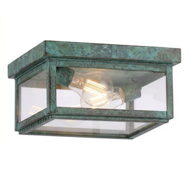 Branford Semi Flush shown in the Verde Green finish with a Clear shade - 91122-VG-CL