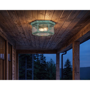 Branford Semi Flush shown in the Verde Green finish with a Clear shade - 91132-VG-CL 2