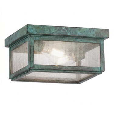 Branford Semi Flush shown in the Verde Green finish with a Seedy shade - 91122-VG-SDY