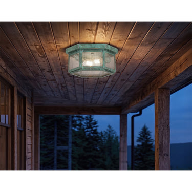 Branford Semi Flush shown in the Verde Green finish with a Seedy shade - 91132-VG-SDY 2