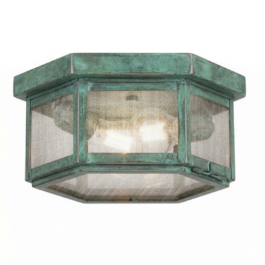 Branford Semi Flush shown in the Verde Green finish with a Seedy shade - 91132-VG-SDY