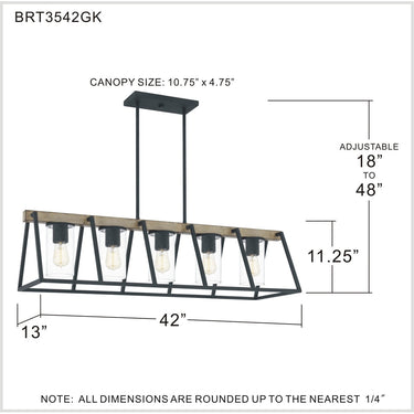 Brockton 5 Light Outdoor Island Light in Grey Ash 5