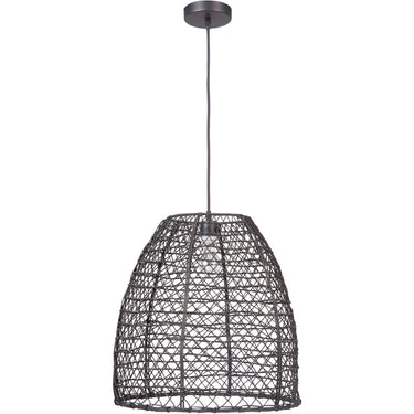 Craftmade P920MBK1 1 Light Matte Black Pendant w/Cord and Rattan Shade - Crescent Harbor