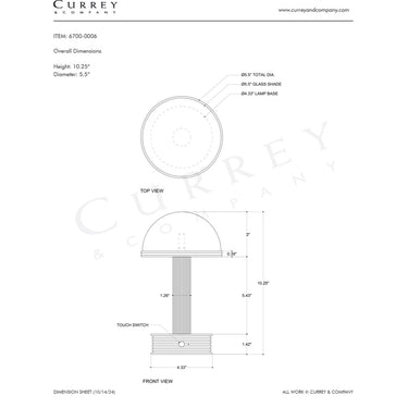 Currey & Company 10.25" Promenade Brass Cordless Rechargeable Table Lamp 9