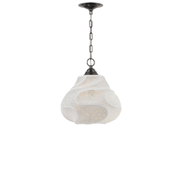 Currey & Company 15.25" Wintershall White 1-Light Pendant 3