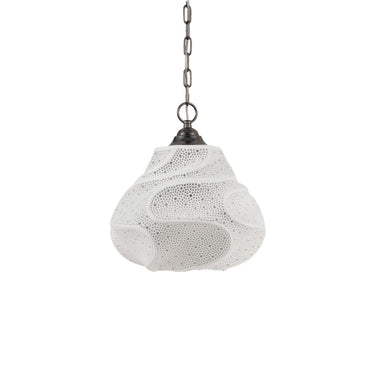 Currey & Company 15.25" Wintershall White 1-Light Pendant 4