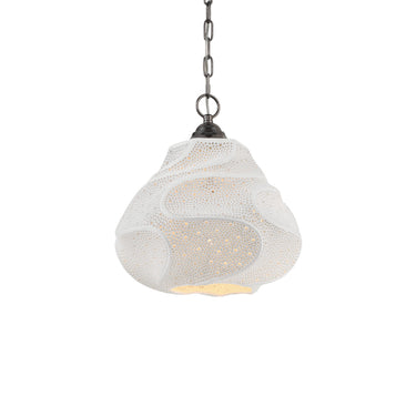 Currey & Company 15.25" Wintershall White 1-Light Pendant 