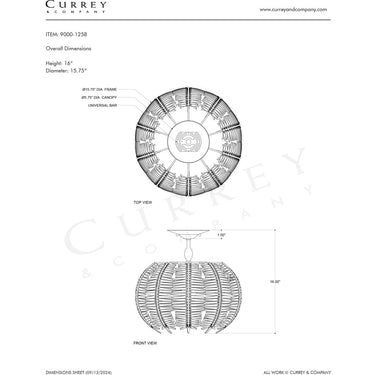 Currey & Company 15.75" Tiptur Coco Shell Semi-Flush Mount 4