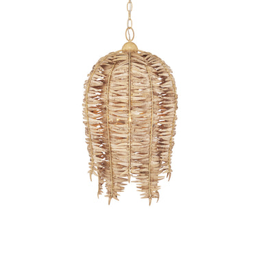 Currey & Company 16.5" Tiptur 3-Light Coco Shell Pendant 