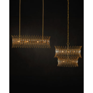 Currey & Company 16.75" Marquise Oval Gold 8-Light Chandelier 5