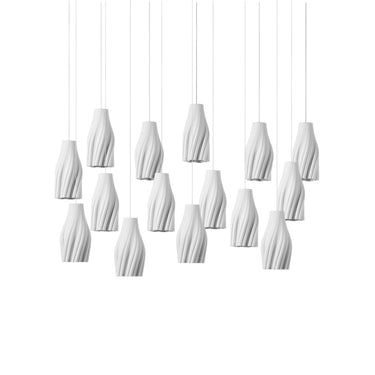 Currey & Company 20.5" Posh Linear 15-Light 3-D Printed Porcelain Pendant 3