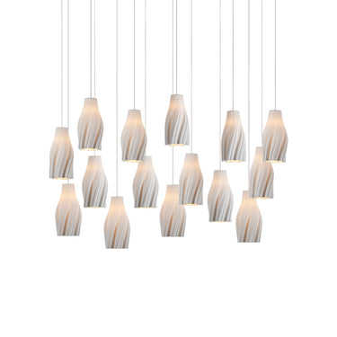 Currey & Company 20.5" Posh Linear 15-Light 3-D Printed Porcelain Pendant 