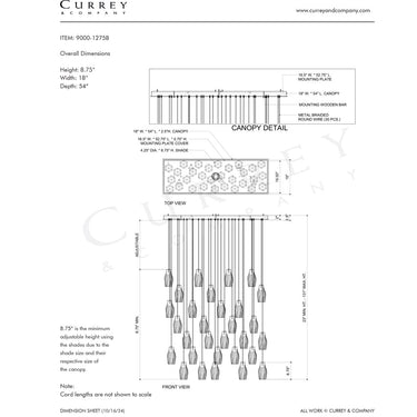 Currey & Company 20.5" Posh Linear 30-Light 3-D Printed Porcelain Pendant 5