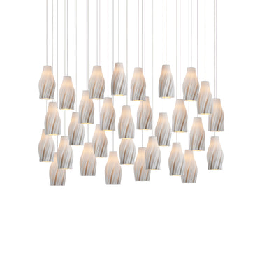 Currey & Company 20.5" Posh Linear 30-Light 3-D Printed Porcelain Pendant 