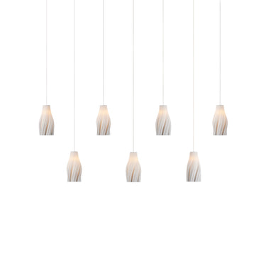 Currey & Company 20.5" Posh Linear 7-Light 3-D Printed Porcelain Pendant 