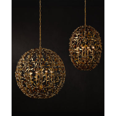 Currey & Company 20.5" Secret Garden Gold 4-Light Chandelier 4