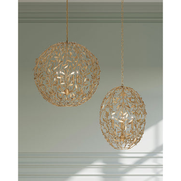 Currey & Company 20.5" Secret Garden Gold 4-Light Chandelier 6