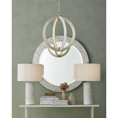 Currey & Company 20" Arietta White Orb 4-Light Mother of Pearl Chandelier 6