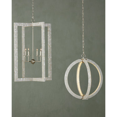 Currey & Company 20" Arietta White Orb 4-Light Mother of Pearl Chandelier 7