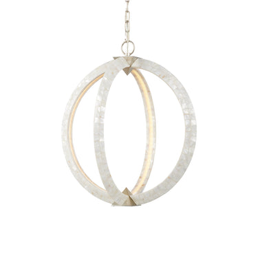 Currey & Company 20" Arietta White Orb 4-Light Mother of Pearl Chandelier 