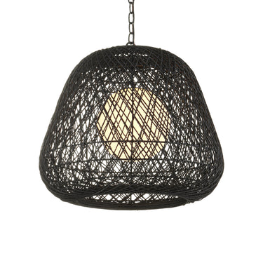 Currey & Company 21.75" Osbert Black 1-Light Twine Pendant 3