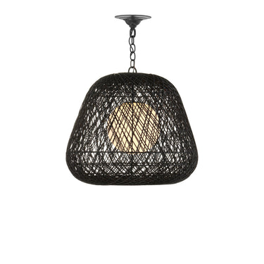 Currey & Company 21.75" Osbert Black 1-Light Twine Pendant 6