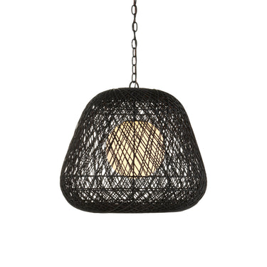 Currey & Company 21.75" Osbert Black 1-Light Twine Pendant 