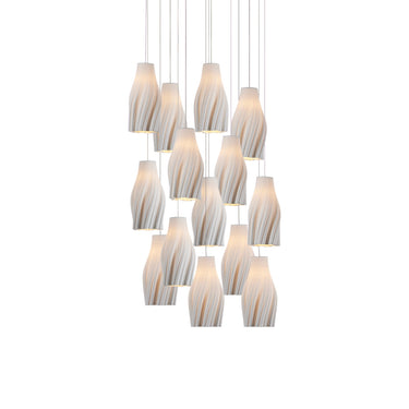 Currey & Company 21" Posh Round 15-Light 3-D Printed Porcelain Pendant 