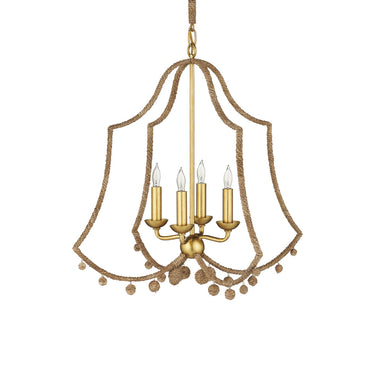 Currey & Company 22.25" Nimes 4-Light Lampakanay Rope Chandelier 3