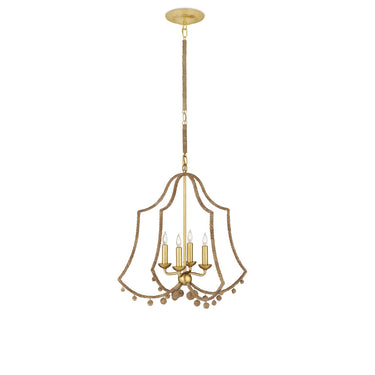 Currey & Company 22.25" Nimes 4-Light Lampakanay Rope Chandelier 4