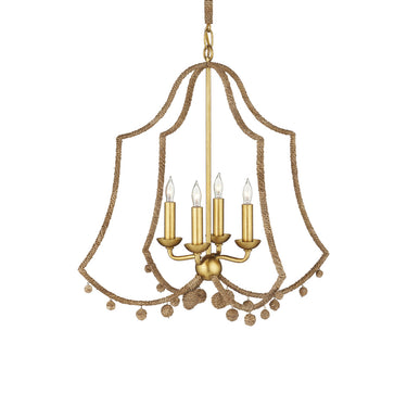 Currey & Company 22.25" Nimes 4-Light Lampakanay Rope Chandelier 