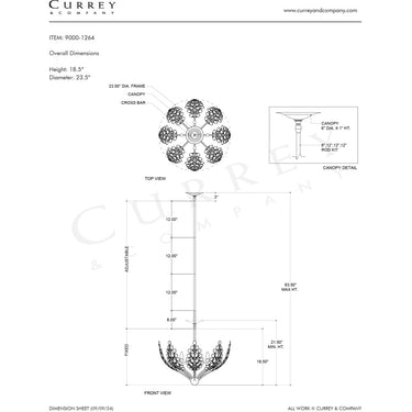 Currey & Company 23.5" Maypan 4-Light Coco Shell Chandelier 7