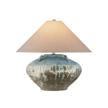 Currey & Company 23" Catania Antique Blue Drip Table Lamp 3