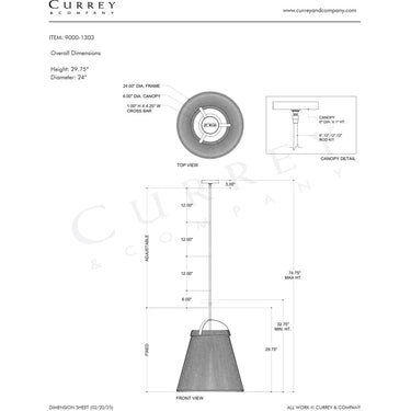 Currey & Company 24" Parnell Medium White 1-Light Pendant 14
