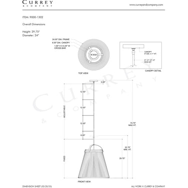 Currey & Company 24" Parnell Medium White 1-Light Pendant 7