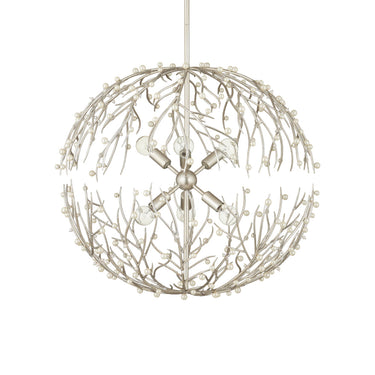 Currey & Company 25.5" Shinju Pearl Orb 6-Light Chandelier 3