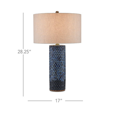 Currey & Company 28.25" Polka Dot Blue Table Lamp 4