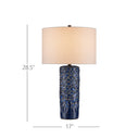 Currey & Company 28.5" Fairmont Dark Blue Ceramic Table Lamp 4