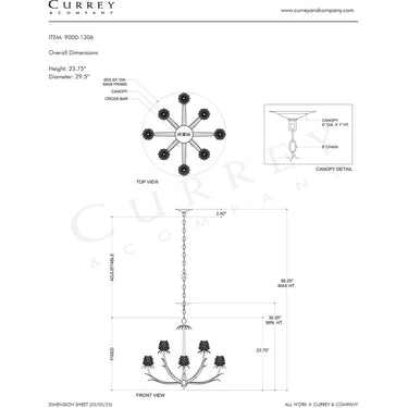 Currey & Company 29.5" Marilee Medium 8-Light Chandelier 7