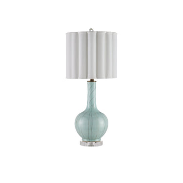 Currey & Company 29.75" Celadon Crackle Porcelain and Optic Crystal Table Lamp 5